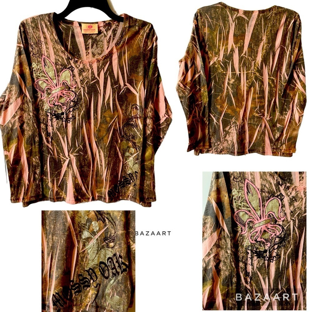 Mossy Oak Sublimation Tee, Pink, Camo, Graphic, Hunting, Camping, Sz L - Picture 10 of 10